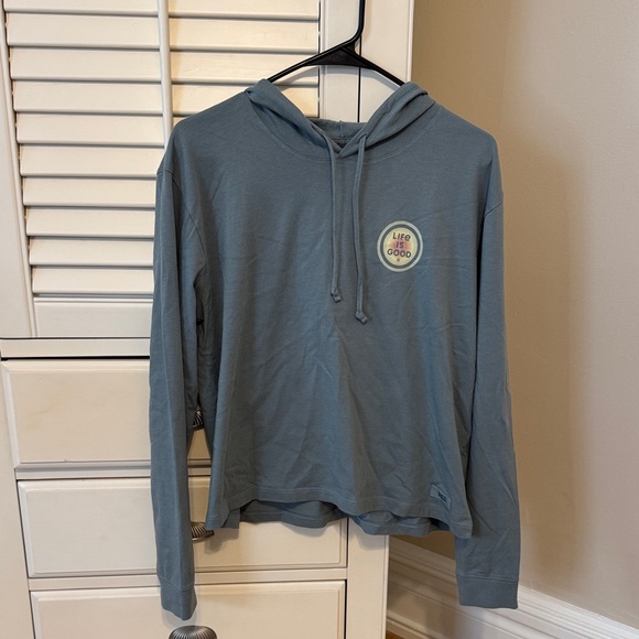 Life Is Good Tops - Life Is Good Slate Blue/Gray/Green Hooded Long-Sleeve Pullover
